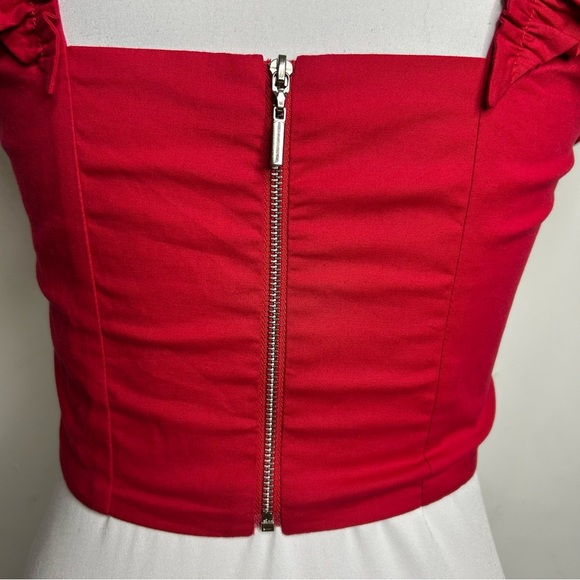 Iorane Top Red Ruffles Crop Flutter Sleeve Coquette Resort Vacation Blouse - Picture 9 of 11